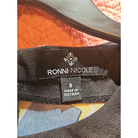 Ronni Nicole Sheath Dress Size 8 Green Black White Abstract Floral Print - Picture 8 of 8